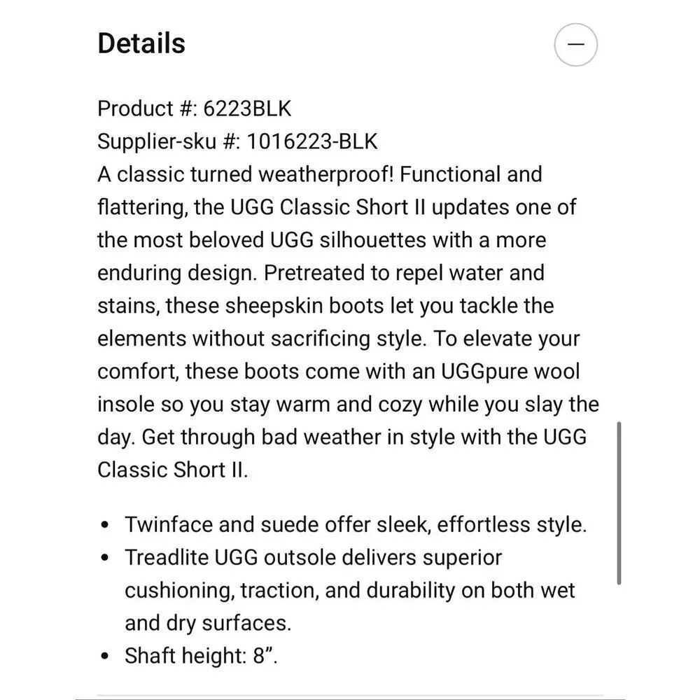 Ugg Classic Black classic short 11 boot size 8